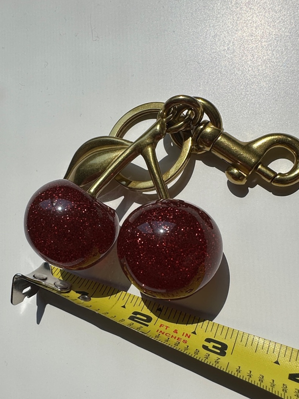 Sparkling Cherry Keychain Bag Charm - Red - Picture 7 of 14